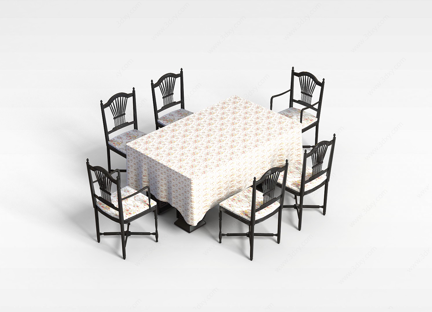法式桌椅组合3D模型
