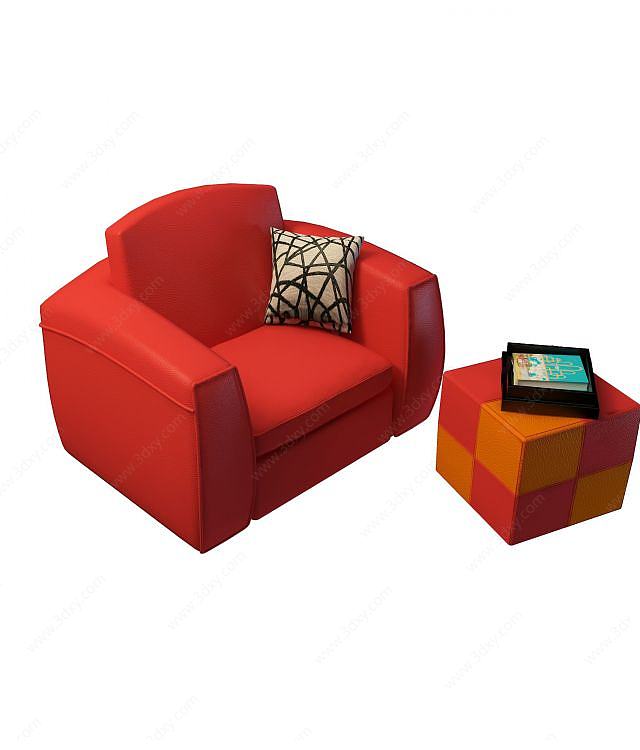 单人沙发组合3D模型
