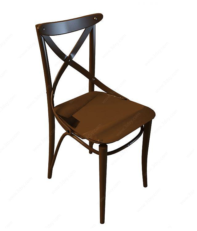 铁艺卡其色椅子3D模型