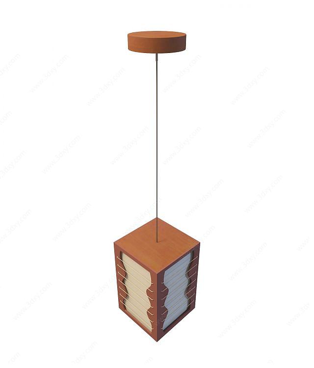 中式实木复古吊灯3D模型