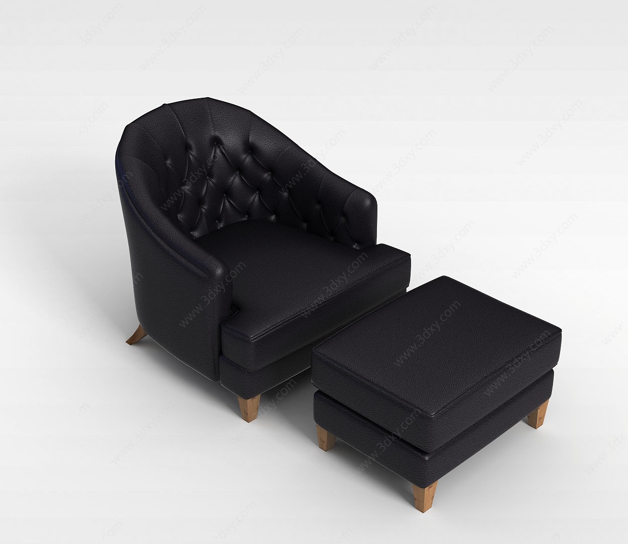 黑色拉扣沙发椅3D模型