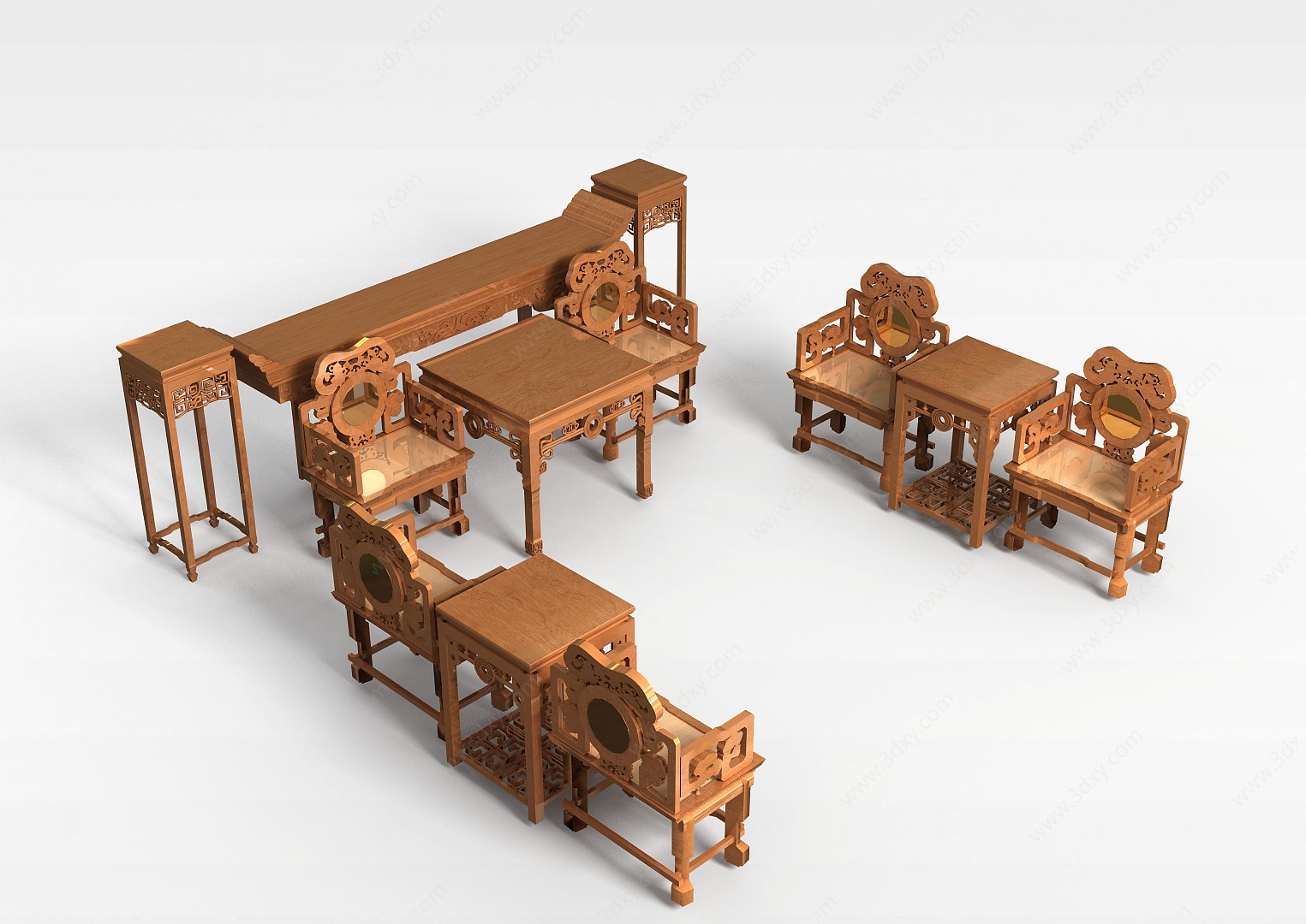 仿古中式桌椅3D模型