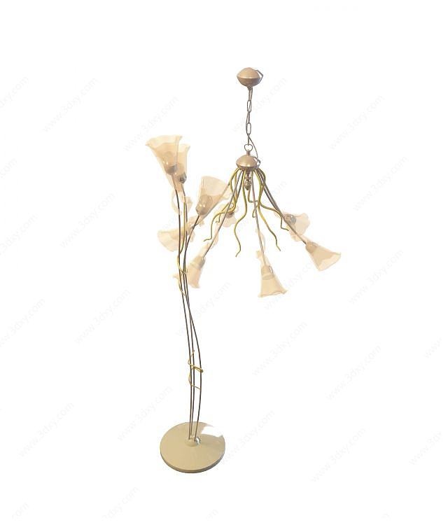 白色花型吊灯3D模型