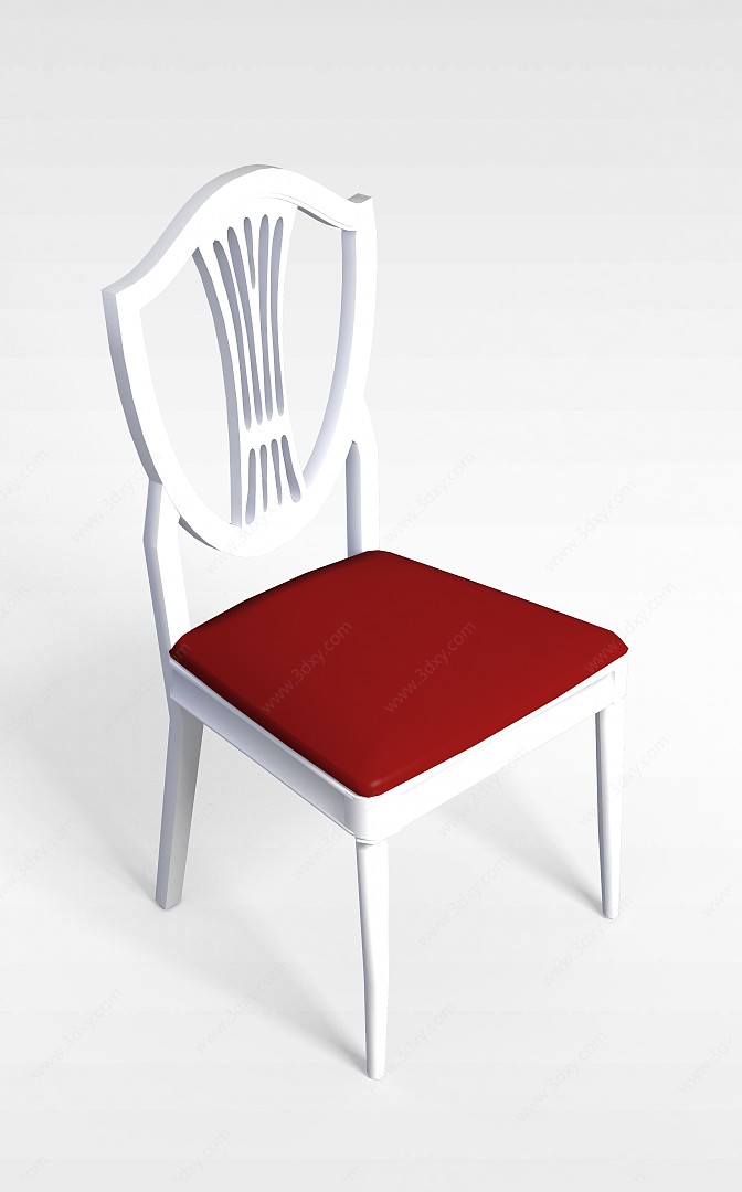 白色木质座椅3D模型