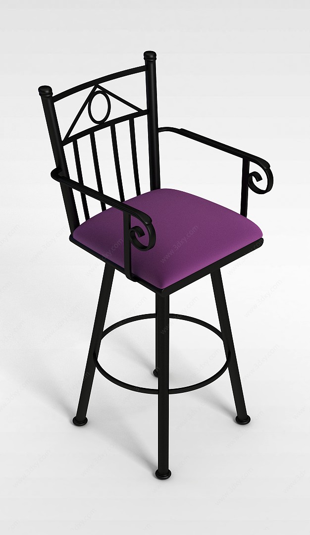 铁艺软座吧椅3D模型