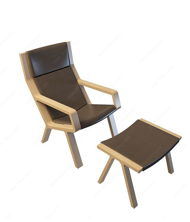 中式躺椅3D模型