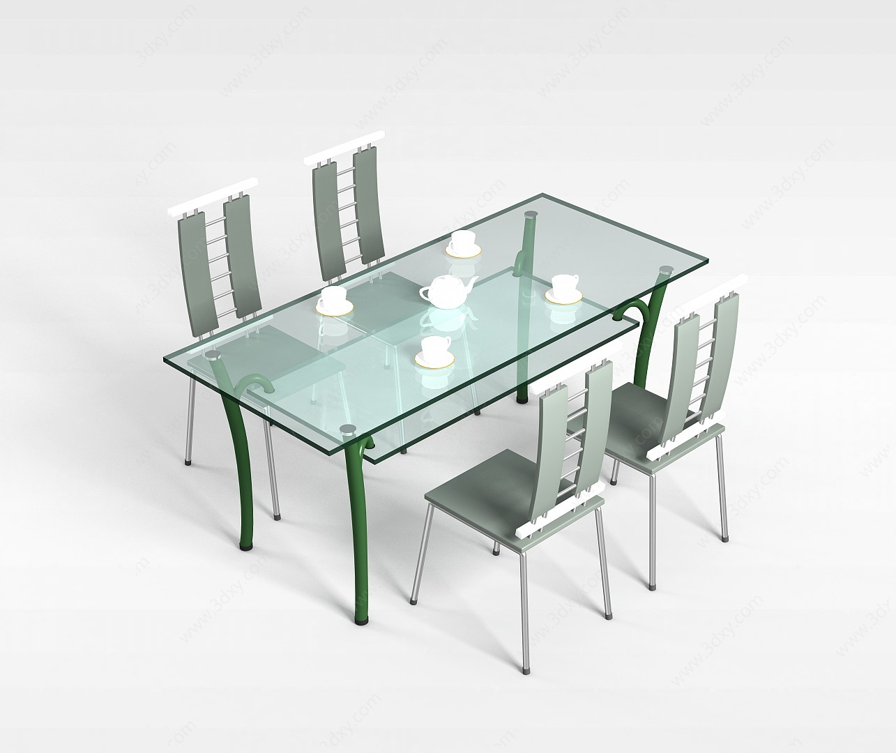 简约餐桌椅组合3D模型