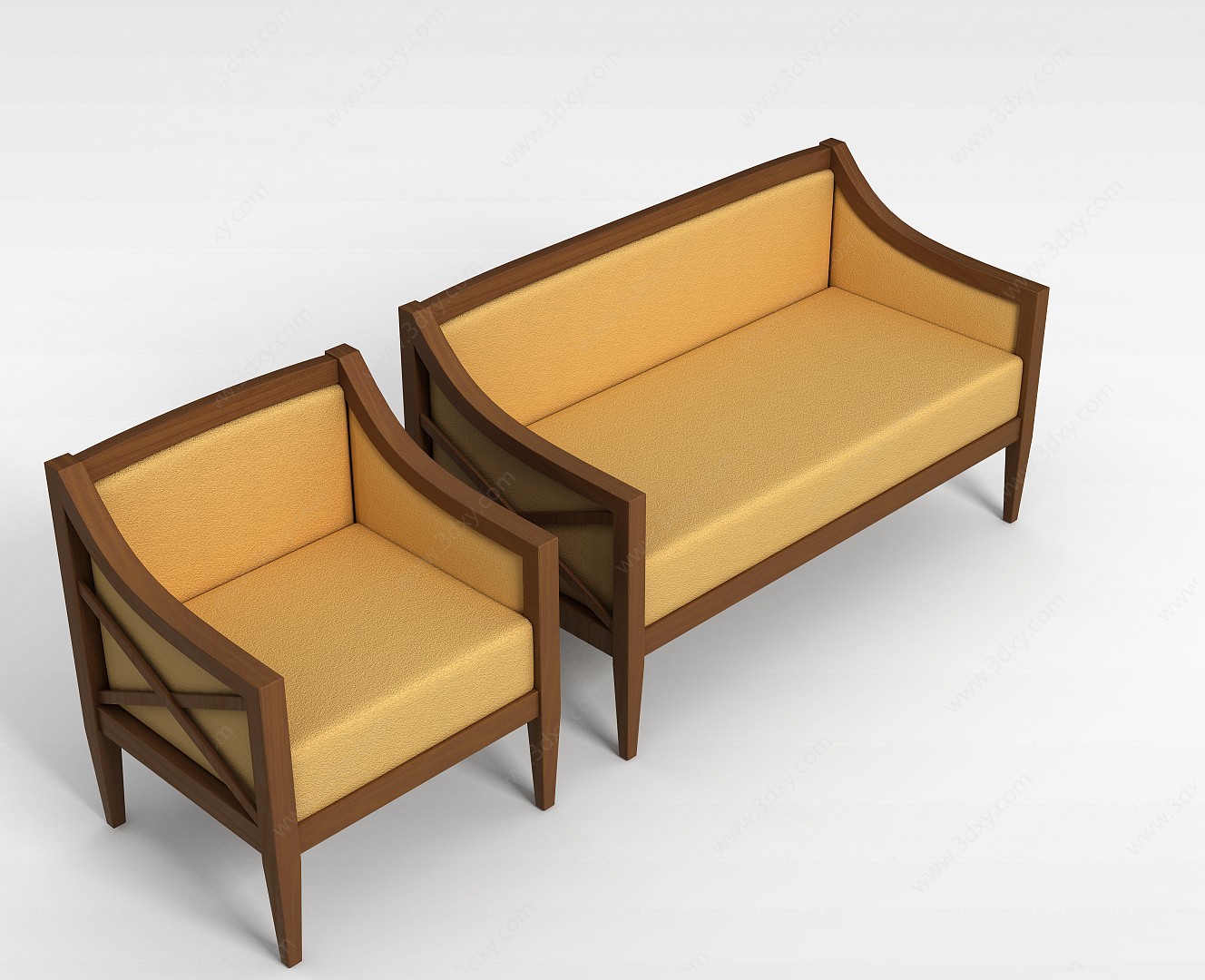 实木沙发椅3D模型