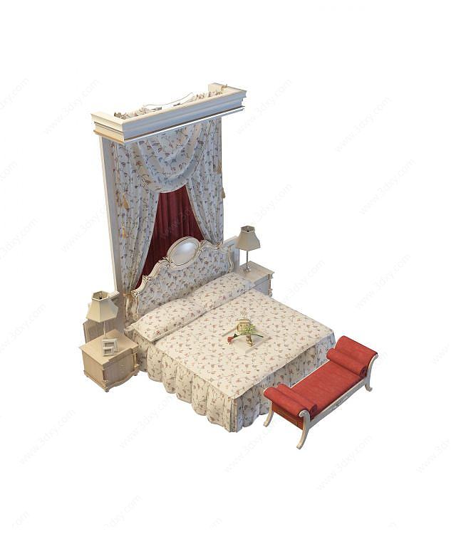 简约卧室床3D模型