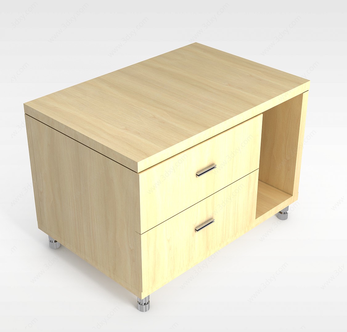 中式实木床头柜3D模型