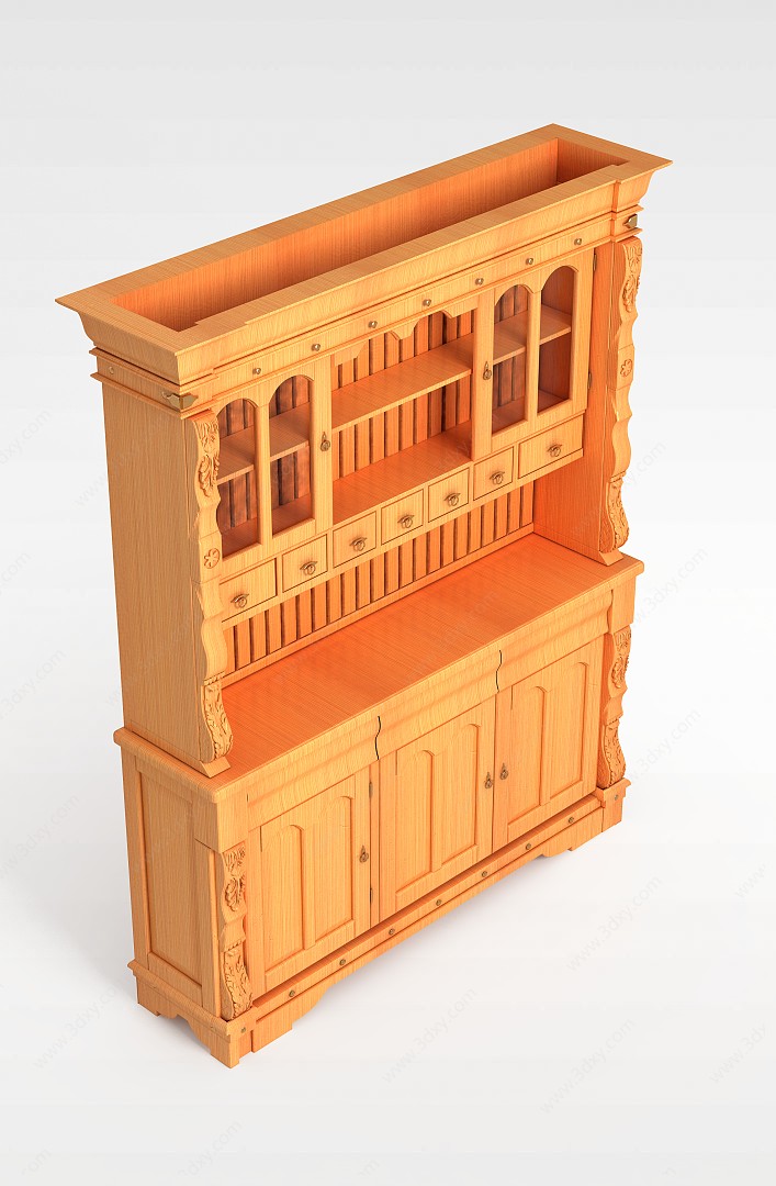 实木豪华酒柜3D模型