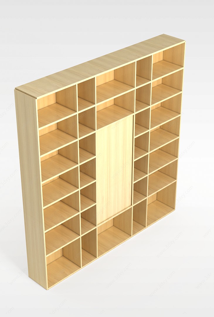 简约格子书柜3D模型