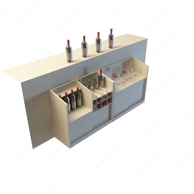 现代简约酒柜3D模型