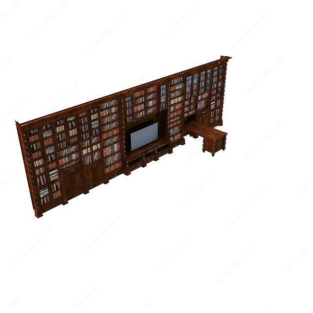 中式客厅书柜3D模型
