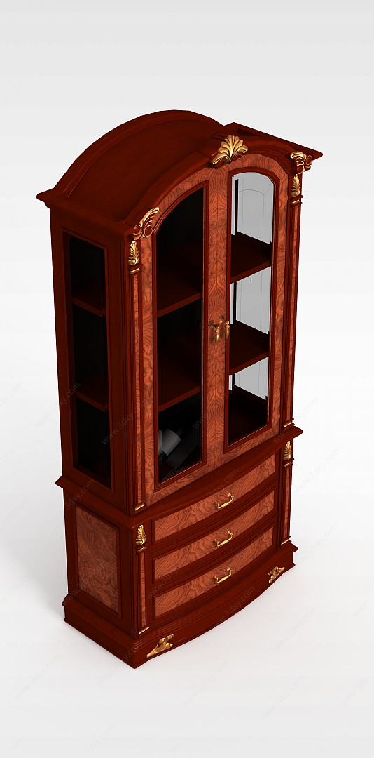 古典实木酒柜3D模型