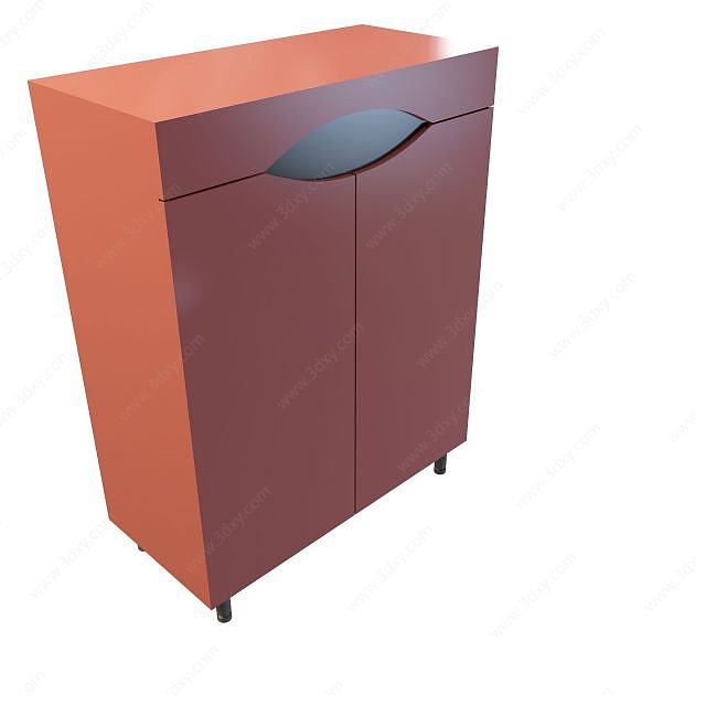 中式红色衣柜3D模型