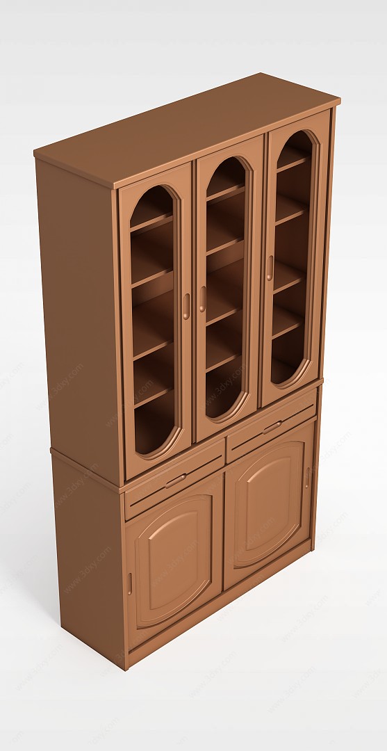 中式实木酒柜3D模型