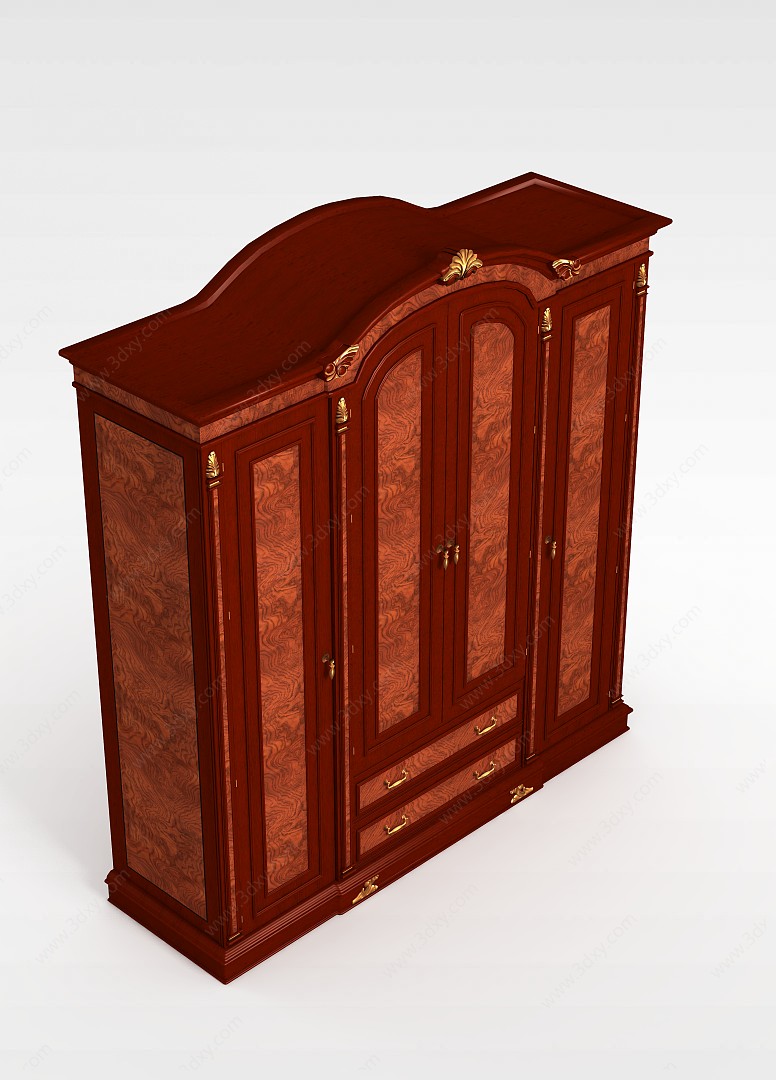 欧式实木衣柜3D模型