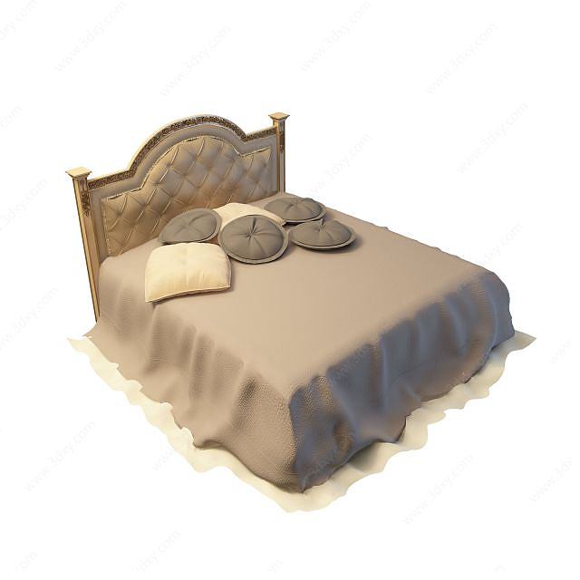 真皮床头双人床3D模型