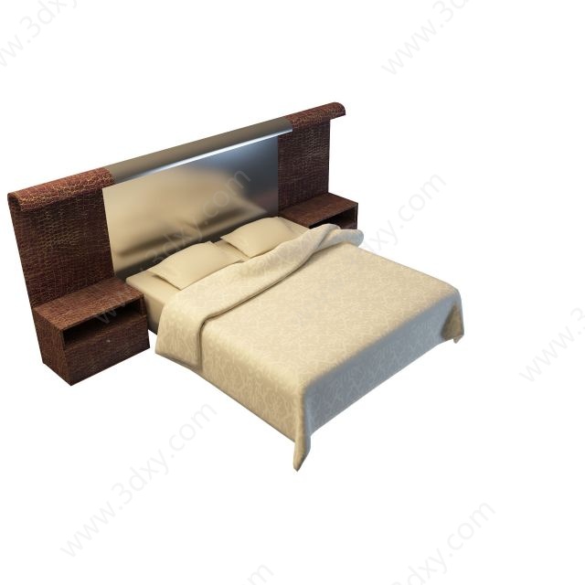 高档双人床3D模型