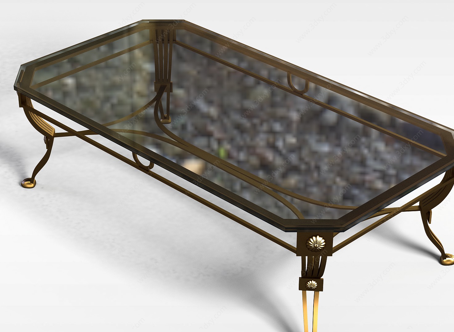 钢化玻璃茶几3D模型