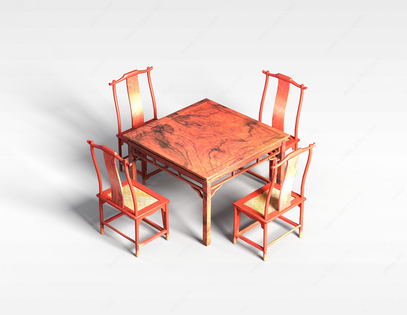中式复古八仙桌3D模型
