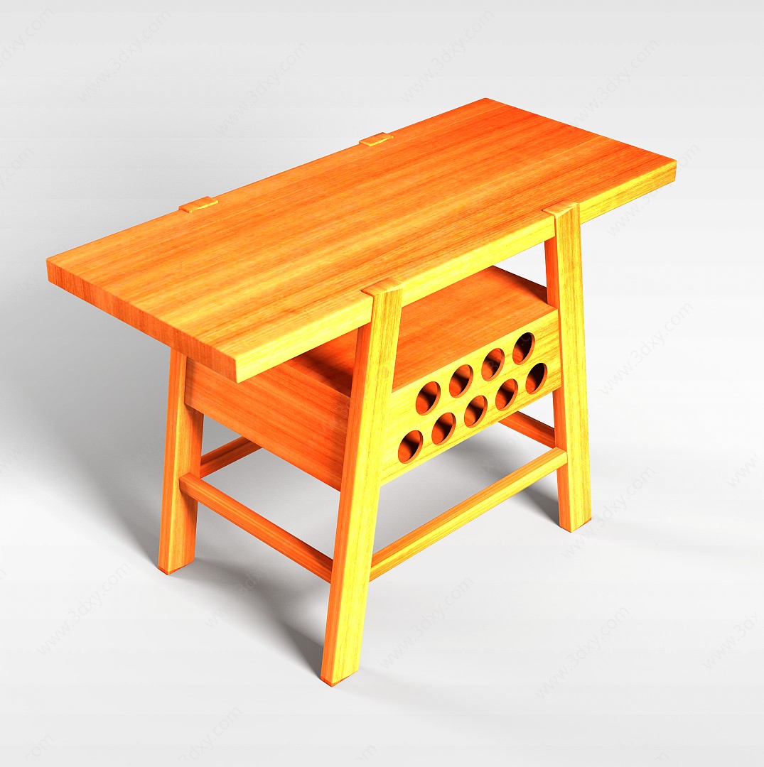 中式实木桌3D模型