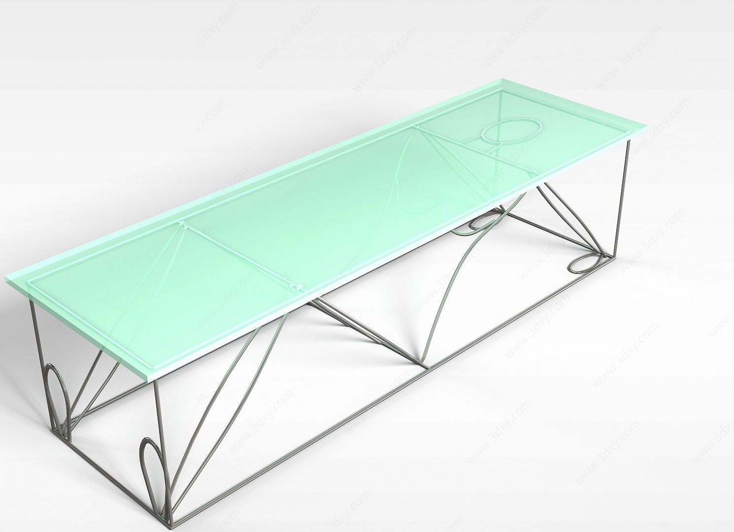 铁艺玻璃桌3D模型