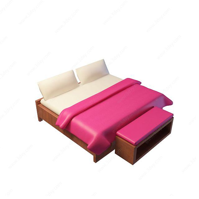 高级软垫床3D模型