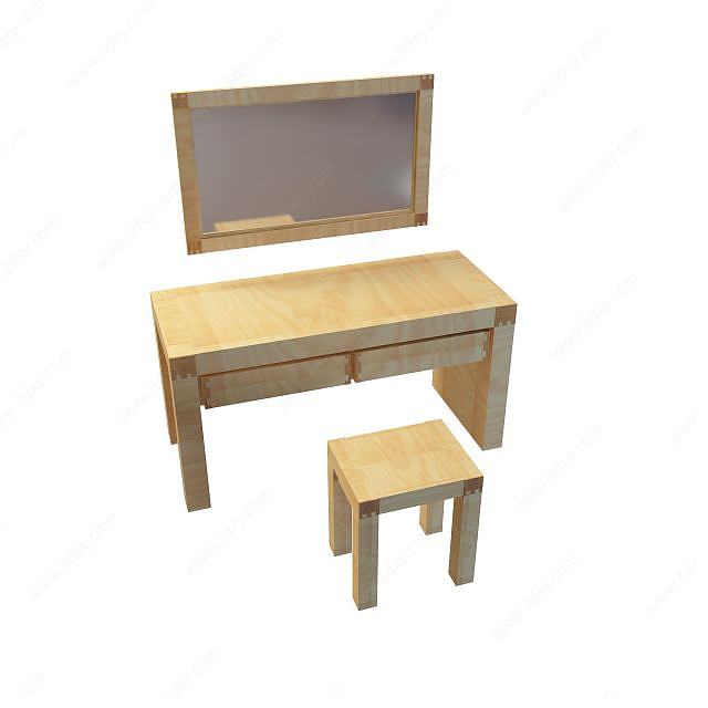 实木梳妆桌3D模型