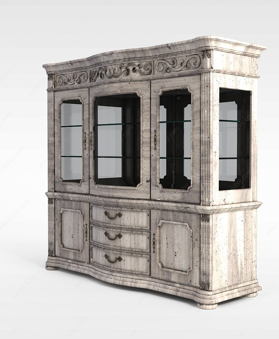 欧式雕花奢华酒柜3D模型