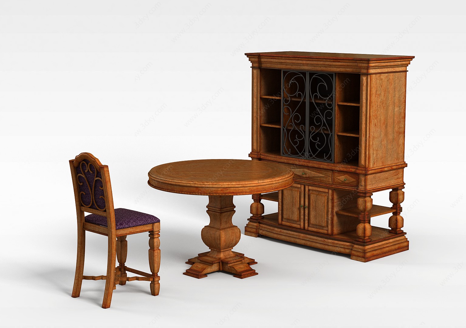 欧式书房桌椅3D模型
