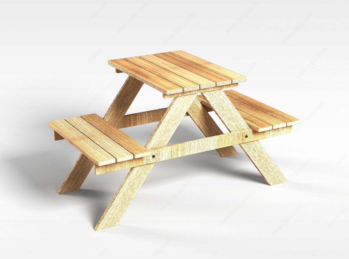 整体实木餐桌椅3D模型