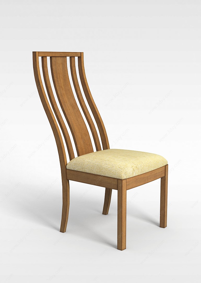 软座实木椅3D模型