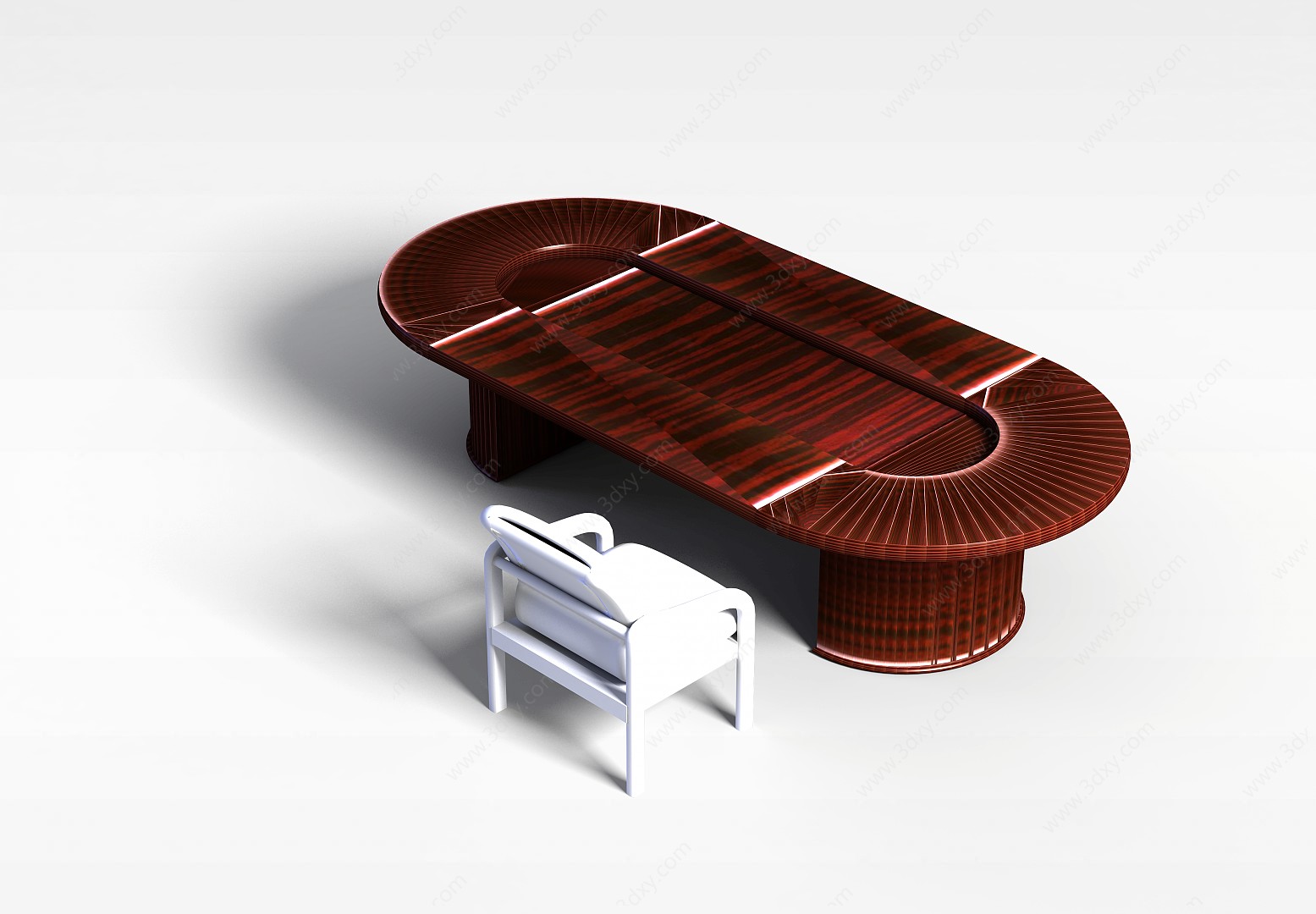 实木办公桌3D模型