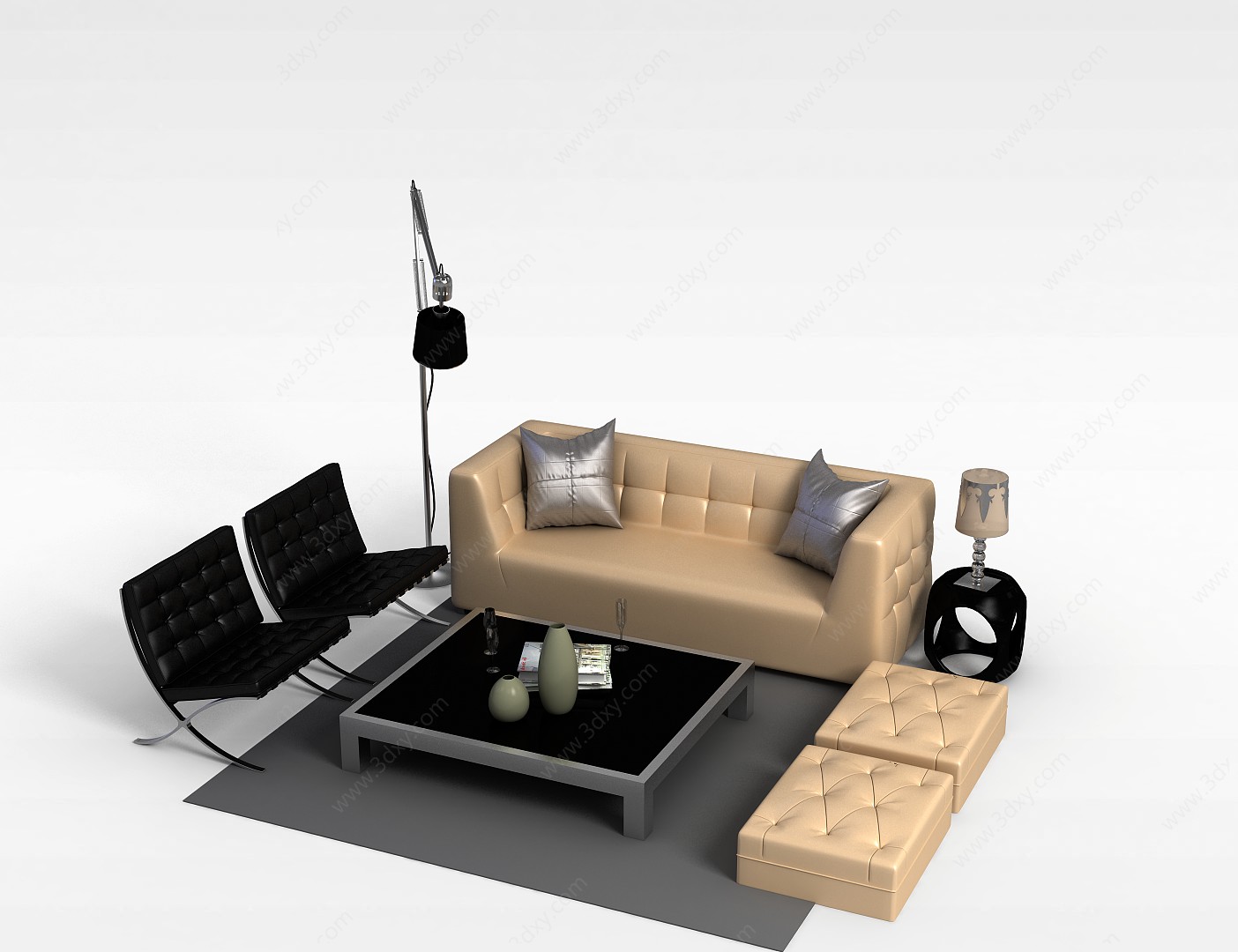 高档沙发组合3D模型