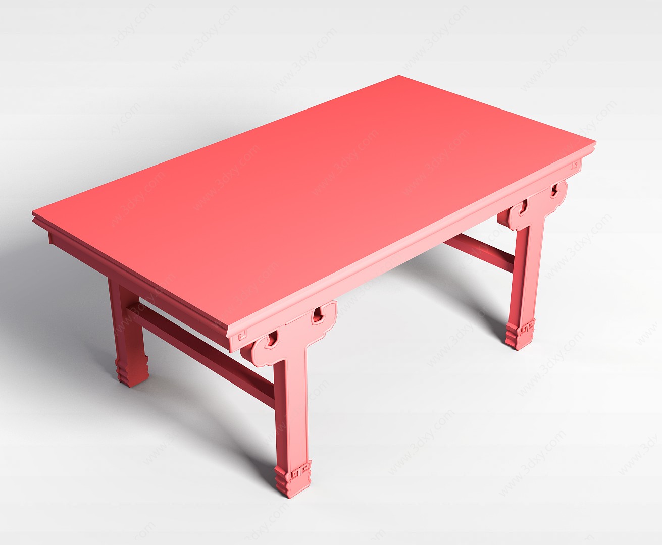 中式复古实木桌3D模型
