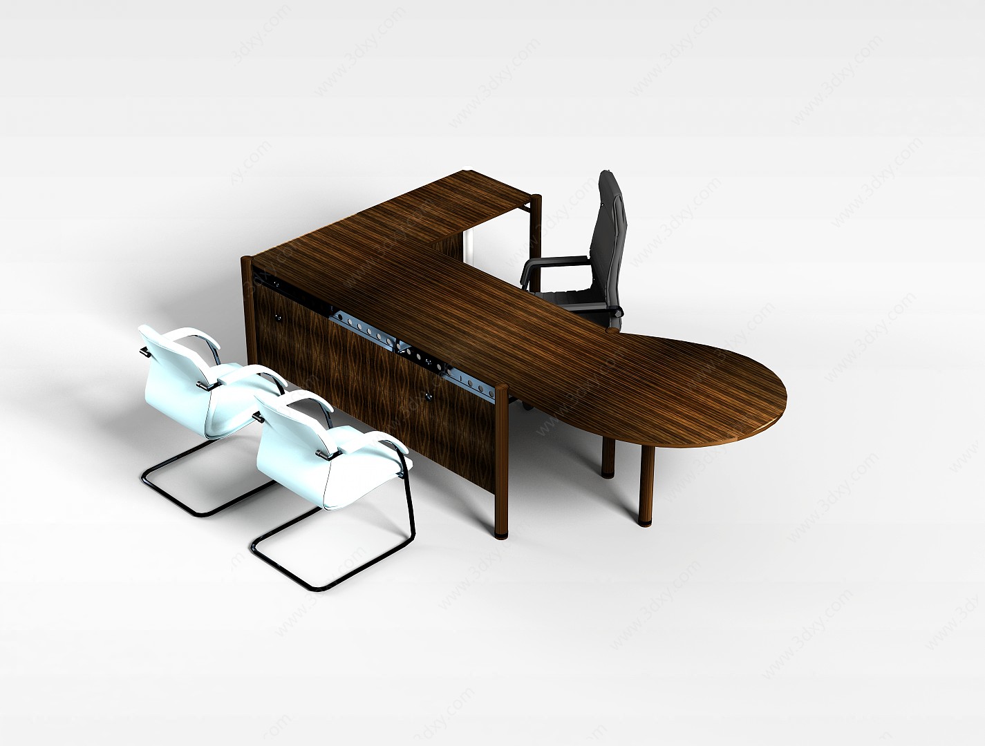黑色办公桌3D模型