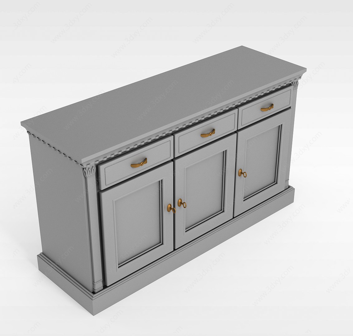 欧式厨房边柜3D模型