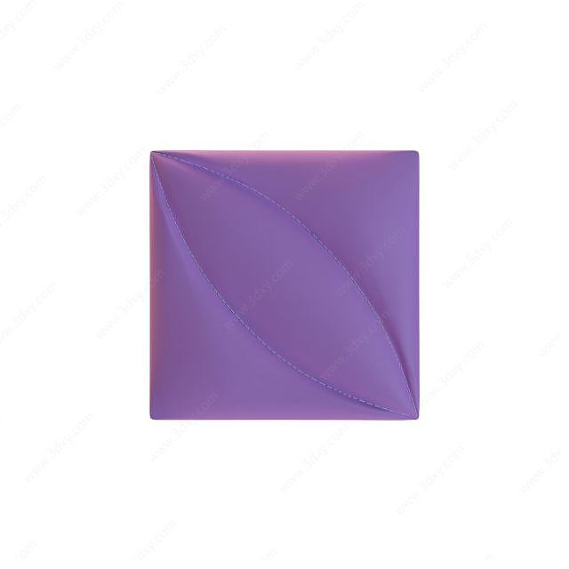 紫色软包背景墙3D模型