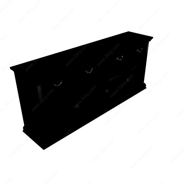 黑色古典边柜3D模型