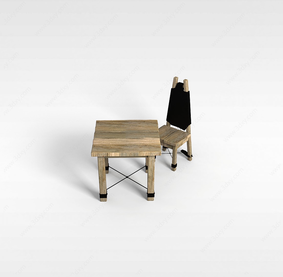 田园桌椅组合3D模型