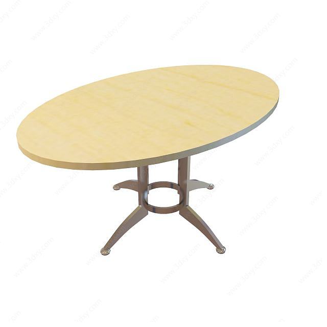 中式椭圆形餐桌3D模型