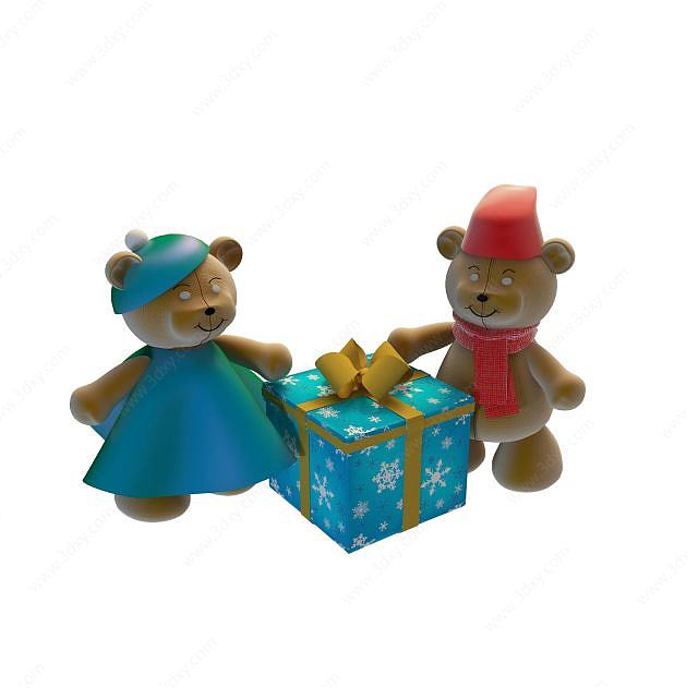 小熊礼品盒3D模型