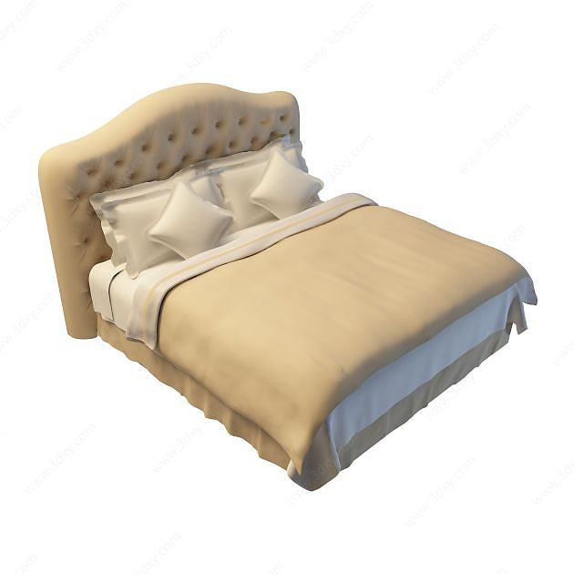 欧式软包双人床3D模型