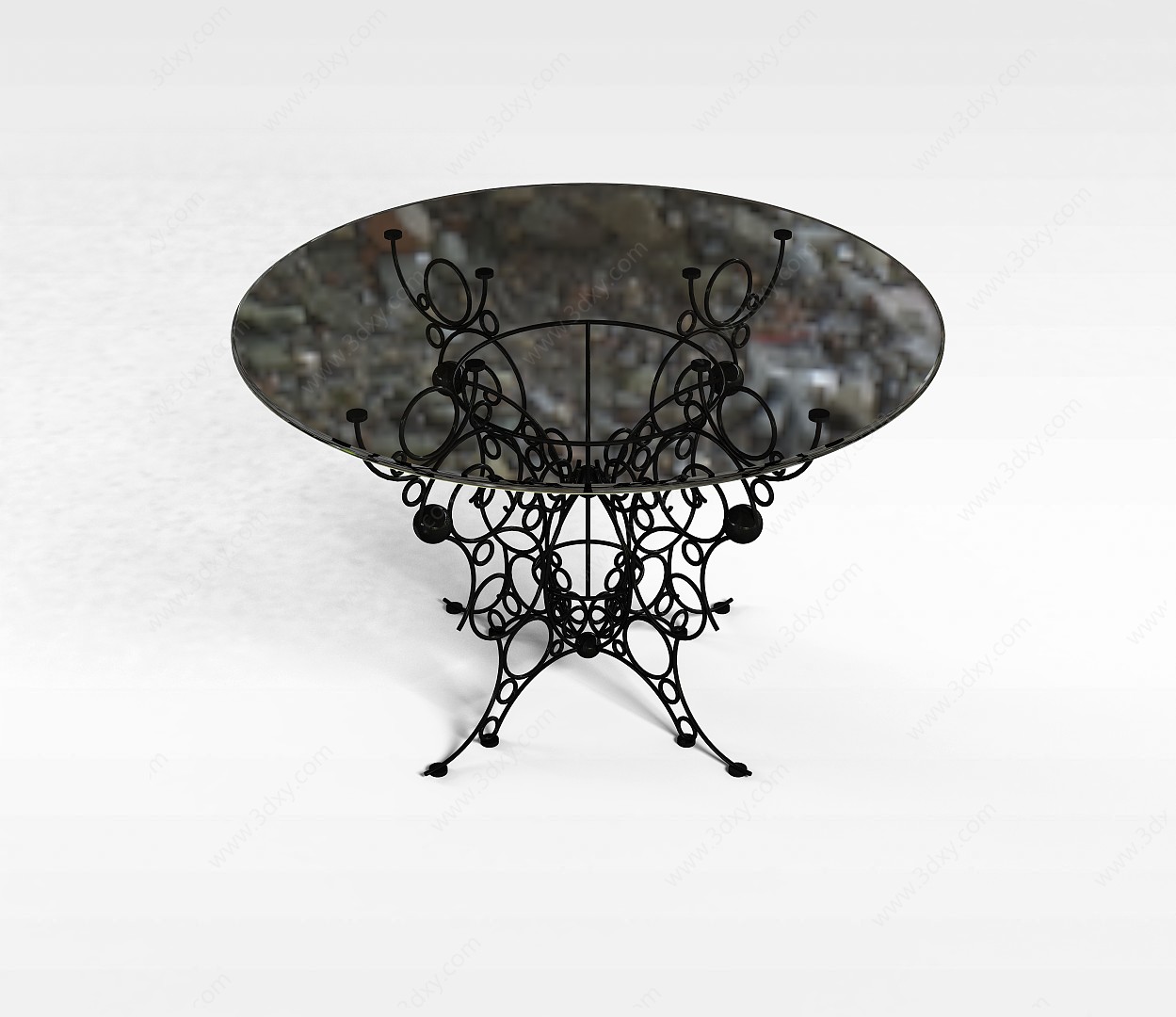 铁艺玻璃圆桌3D模型