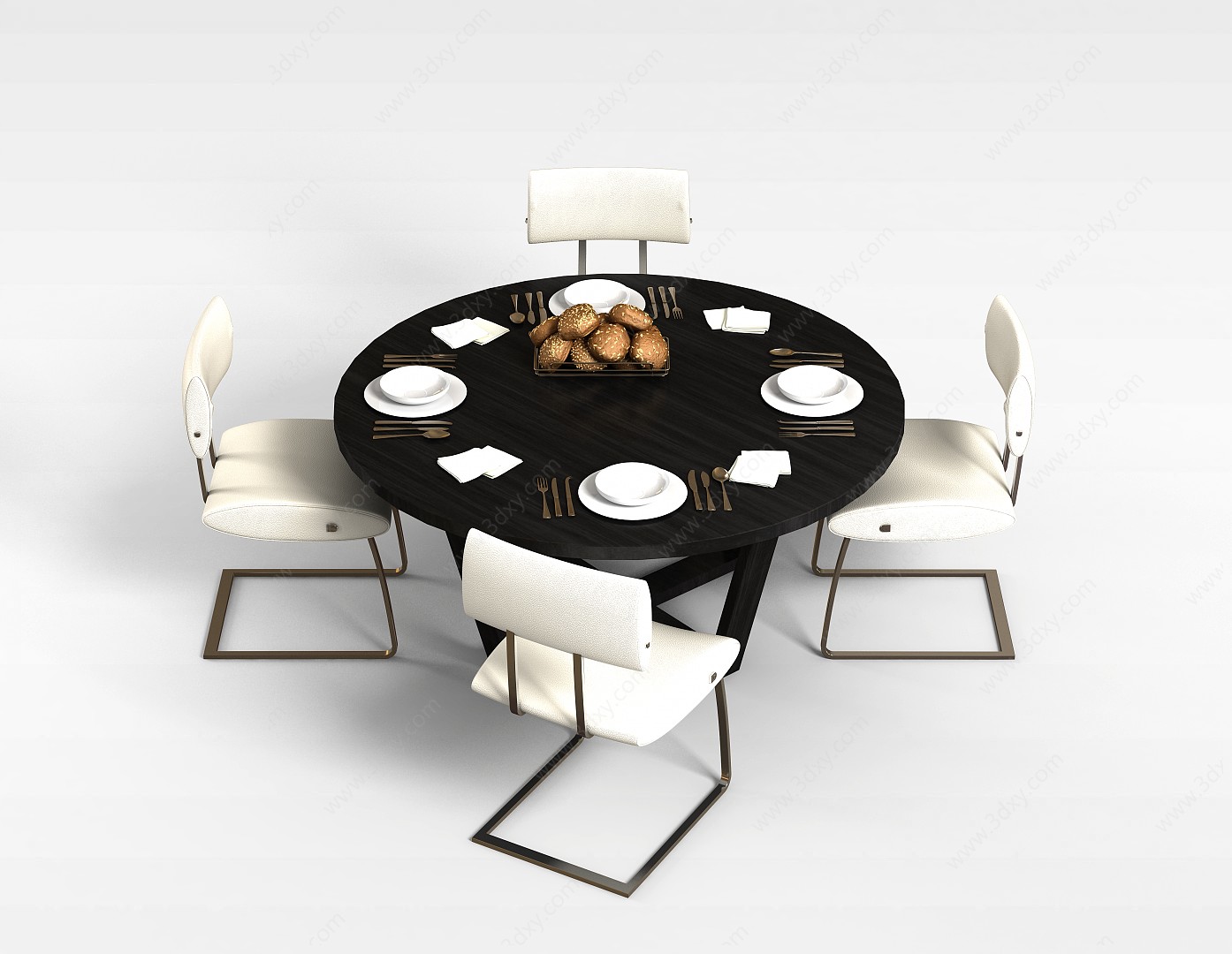 时尚餐厅桌椅3D模型