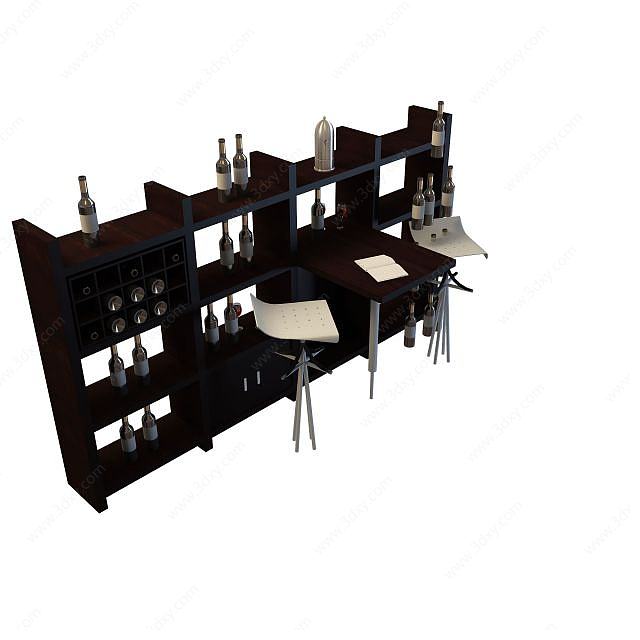 古典酒吧酒柜3D模型
