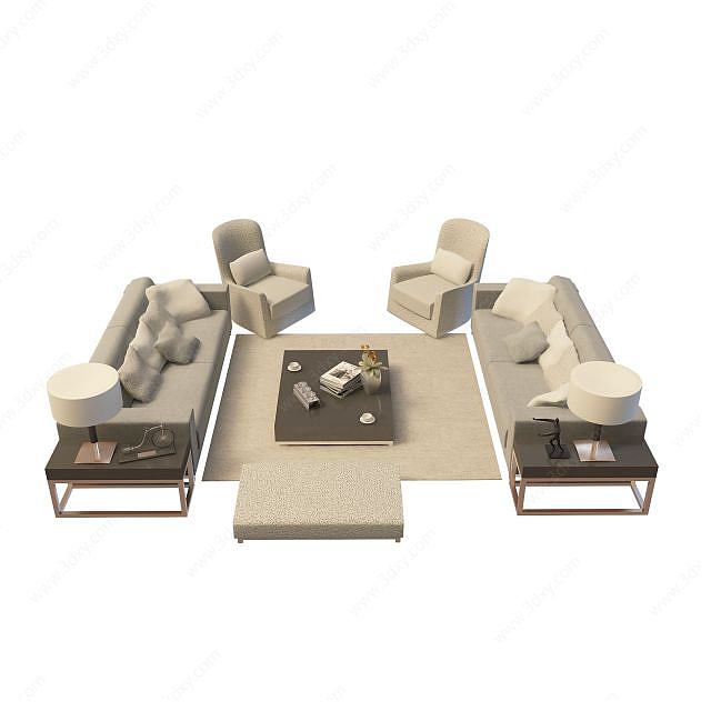 客厅沙发茶几组合3D模型