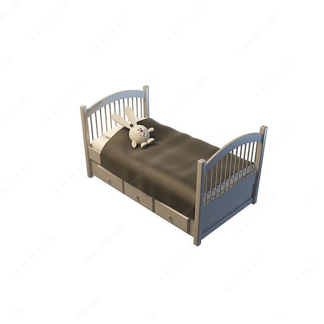 简约儿童床3D模型